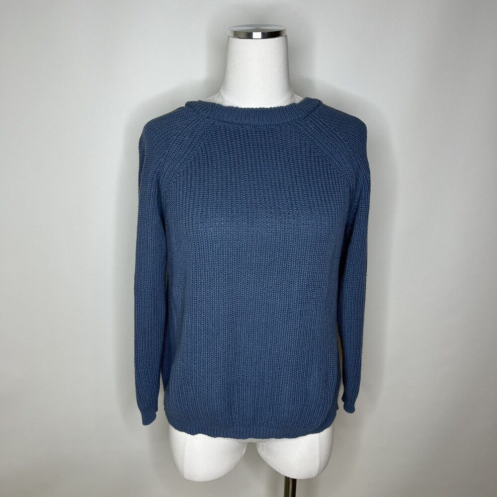 Lulu's Just For You Backless Knit Pullover Sweater V Back Blue Oversize Size M